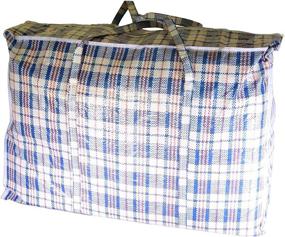 img 1 attached to 👜 Spacious Checkered Storage Laundry Shopping Bags with Secure Zipper & Handles - Jumbo Size 27"x25"x5" (Set of 6)