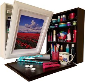 img 4 attached to Flip Frame Counter-Top with Hidden Storage: Easy Art Change, Clear Clutter, Space-Saver - Perfect for Cosmetics, Medicine, Spices, Office Supplies - White