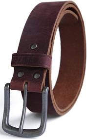 img 3 attached to Leather Genuine Belts（1½ Jeereal Reddish Men's Accessories