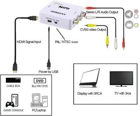 img 2 attached to 🔌 HDMI to RCA AV Converter - CoolDigital HDMI to 3RCA AV CVBS Composite Audio Video Adapter, 1080p, PAL/NTSC Compatible, USB Charge Cable Included - for PS4, PS3, Xbox, Camera, DVD