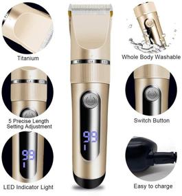 img 3 attached to 💇 Professional Electric Hair Clippers for Men - Hair Trimmers Kits with LED Display, Rechargeable Cordless and Waterproof Design (Golden)