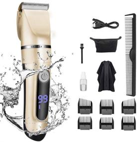 img 4 attached to 💇 Профессиональные электрические машинки для мужчин - набор триммеров для волос с ЖК-дисплеем, перезаряжаемые, беспроводные и водонепроницаемый дизайн (Золотые)