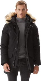 img 4 attached to 🧥 Stay Cozy All Winter with Molemsx Men's Warm Duck Down Jacket Parka Puffer Coat featuring Hood and Faux-Fur Trim XS-3XL