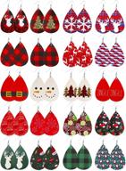 🎄 stylish christmas earrings: plaid, tree, snowman, leather | xmas decorations - 16-20 pairs for women logo