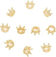 👑 nbeads 10 pcs cubic zirconia crown beads, 24k gold plated brass micro pave king crown spacer beads for diy jewelry making crafts design logo