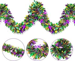 img 2 attached to Ancrina Mardi Christmas Garland - Vibrant Mixed Colors, Metallic Tinsel with Chunky Glitter - Perfect for Christmas and Memorial Day Decorations - Set of 6pcs