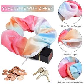 img 2 attached to 🎀 Chic Velvet Pocket Scrunchie with Hidden Zipper - 6Pack Stash Scrunchy Hair Ties for Vsco Girls Women Hair Accessories