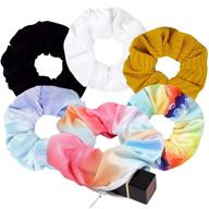 🎀 chic velvet pocket scrunchie with hidden zipper - 6pack stash scrunchy hair ties for vsco girls women hair accessories logo