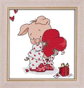 img 4 attached to 🐷 Love Piggy Pig Animals Cross Stitch Kit: Easy Patterns, Stamped or Counted, Christmas Gifts by Awesocrafts