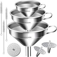 👨 9-piece stainless steel kitchen funnel set - cooking funnel, large filter funnels, canning funnel set for oil, liquids - includes brush and 3 removable strainer inserts logo