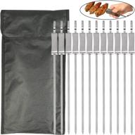 🍢 atpwonz barbecue skewers - 12 pack of 14"/35cm long reusable stainless steel bbq skewers - heavy duty metal kebab skewers - 0.6cm flat grilling skewers with handy storage pouch логотип