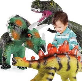 img 4 attached to Impress Your Little One with Baby Home 3Pcs Huge Dinosaur Set