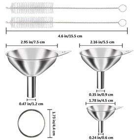 img 1 attached to 🍳 Food Grade Stainless Steel Kitchen Funnel Set of 3 for Bottles, Including 2 Cleaning Brushes - Ideal for Filling, Essentail Oil, Spices, Liquid，Flask, Perfume