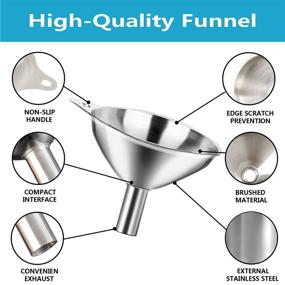 img 3 attached to 🍳 Food Grade Stainless Steel Kitchen Funnel Set of 3 for Bottles, Including 2 Cleaning Brushes - Ideal for Filling, Essentail Oil, Spices, Liquid，Flask, Perfume