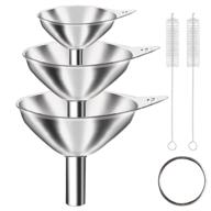 🍳 food grade stainless steel kitchen funnel set of 3 for bottles, including 2 cleaning brushes - ideal for filling, essentail oil, spices, liquid，flask, perfume logo