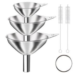 img 4 attached to 🍳 Food Grade Stainless Steel Kitchen Funnel Set of 3 for Bottles, Including 2 Cleaning Brushes - Ideal for Filling, Essentail Oil, Spices, Liquid，Flask, Perfume