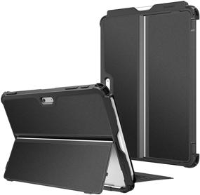 img 4 attached to Fintie Hard Case for Microsoft Surface Go Series: Shockproof Folio Protective Rugged Cover Compatible with Type Cover Keyboard + Original Kickstand - Black