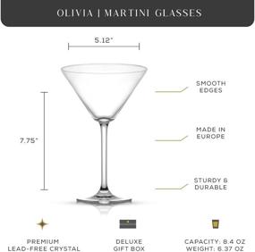 img 3 attached to 🍸 JoyJolt Olivia Crystal Martini Glasses: Premium European Glassware Set for Classy Cocktails - Set of 2 Tall 9.2 oz Martini Glasses for Martini or Manhattan