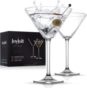 img 4 attached to 🍸 JoyJolt Olivia Crystal Martini Glasses: Premium European Glassware Set for Classy Cocktails - Set of 2 Tall 9.2 oz Martini Glasses for Martini or Manhattan