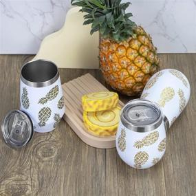 img 1 attached to 🍍 WDG Pineapple Wine Glasses: 2-Pack Stainless Steel Tumblers, 10oz Double Wall Vacuum Insulated - Perfect for Cocktails, Beer, Home, and Office