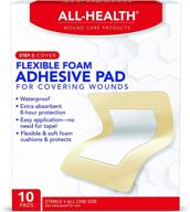 🩹 shop all health flex foam adhesive pads - 10 pads, 3.5x4.5in, 8 hour protection, waterproof bandage логотип