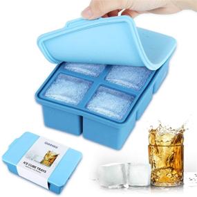 img 4 attached to 🧊 Geesta Silicone Ice Cube Trays with Lid: Whiskey Ice Cubes & 2-Inch Square Ice Ball - Reusable, Chill Drinks & Freeze Sauces