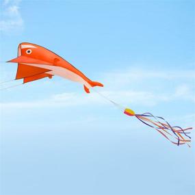 img 2 attached to 🐬 Vibrant Orange Dolphin Breeze 3D Kite: Large Frameless Soft Parafoil Giant for Beach & Windy Days - Perfect Gift for Kids & Family!