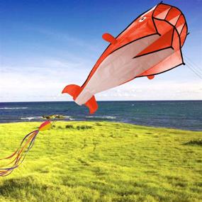 img 3 attached to 🐬 Vibrant Orange Dolphin Breeze 3D Kite: Large Frameless Soft Parafoil Giant for Beach & Windy Days - Perfect Gift for Kids & Family!