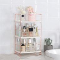 💄 stylish rose gold desktop cosmetics storage rack - 3-layers for bathroom makeup, kitchen seasoning, and iron storage - organize with ease! logo