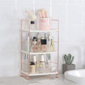 img 3 attached to 💄 Stylish Rose Gold Desktop Cosmetics Storage Rack - 3-Layers for Bathroom Makeup, Kitchen Seasoning, and Iron Storage - Organize with Ease!