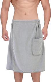 img 4 attached to Polyte Quick Dry Microfiber Bath Towel Body Wrap: Men's One Size Gray Option!