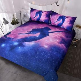 img 1 attached to 🧜 BlessLiving Mermaid Twin Bedding Set - Pink Purple Blue Psychedelic Galaxy Design - Perfect for Little Girls - Includes 3-Piece Comforter Cover in Mermaid Theme