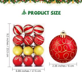 img 3 attached to 🎄 MCEAST 24-Piece Christmas Ball Ornaments: Painting, Glittering & Shatterproof Decorative Baubles in 8 Patterns for Red and Gold Christmas Tree Decorations