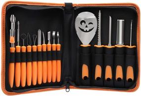 img 1 attached to 🎃 Elmchee Pumpkin Carving Kit - 15PCS Carvable Tools for Halloween Jack O Lanterns - Heavy Duty Set for Kids and Adults with Carrying Case - Professional Halloween Decorations