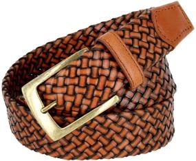 img 3 attached to 🔶 Genuine Leather Basketweaved Belt with Distressed Buckle