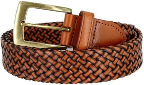 img 1 attached to 🔶 Genuine Leather Basketweaved Belt with Distressed Buckle