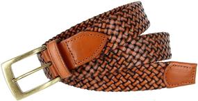 img 2 attached to 🔶 Genuine Leather Basketweaved Belt with Distressed Buckle