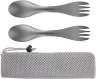 🍴 outxe titanium 2 in 1 fork and spoon combo 2-pack: lightweight camping utensil for backpacking, hiking, outdoors - eco-friendly spork логотип