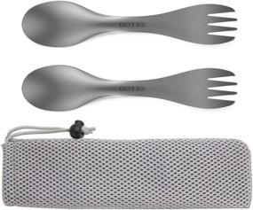 img 4 attached to 🍴 OUTXE Titanium 2 in 1 Fork and Spoon Combo 2-Pack: Lightweight Camping Utensil for Backpacking, Hiking, Outdoors - Eco-Friendly Spork