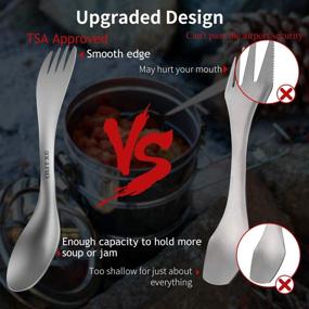 img 1 attached to 🍴 OUTXE Titanium 2 in 1 Fork and Spoon Combo 2-Pack: Lightweight Camping Utensil for Backpacking, Hiking, Outdoors - Eco-Friendly Spork