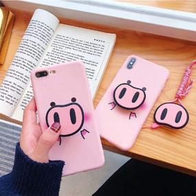 img 2 attached to 🐷 HikerClub Pink Pig iPhone 7 Plus Case and iPhone 8 Plus Case - Cute 3D Cartoon Protective Cover with Airbag Stand, Detachable Lanyard, and Soft Silicone Material for Girls (Pink Pig)