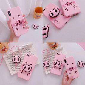 img 1 attached to 🐷 HikerClub Pink Pig iPhone 7 Plus Case and iPhone 8 Plus Case - Cute 3D Cartoon Protective Cover with Airbag Stand, Detachable Lanyard, and Soft Silicone Material for Girls (Pink Pig)