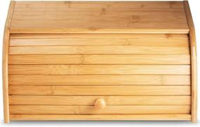 img 4 attached to 🍞 Klee Large Natural Bamboo Roll Top Wood Bread Box - Farmhouse Style, No Assembly Required, Ideal for Kitchen Countertop