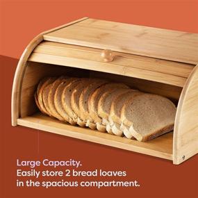 img 1 attached to 🍞 Klee Large Natural Bamboo Roll Top Wood Bread Box - Farmhouse Style, No Assembly Required, Ideal for Kitchen Countertop