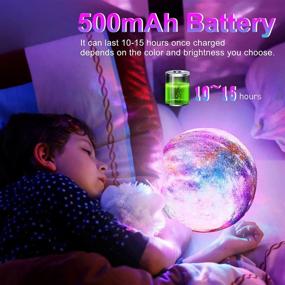 img 1 attached to 🌙 SEGOAL Moon Lamp Kids Night Light: 5.9 Inch Galaxy Lamp with 16 Colors, 3D Star Moon Light for Baby - Touch & Remote Control - USB Rechargeable - Perfect Birthday Gift for Children of all Ages