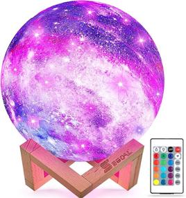 img 4 attached to 🌙 SEGOAL Moon Lamp Kids Night Light: 5.9 Inch Galaxy Lamp with 16 Colors, 3D Star Moon Light for Baby - Touch & Remote Control - USB Rechargeable - Perfect Birthday Gift for Children of all Ages