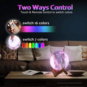 img 2 attached to 🌙 SEGOAL Moon Lamp Kids Night Light: 5.9 Inch Galaxy Lamp with 16 Colors, 3D Star Moon Light for Baby - Touch & Remote Control - USB Rechargeable - Perfect Birthday Gift for Children of all Ages