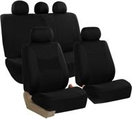 fh group fb030black115 full set seat cover: side airbag compatible with split bench- elegant black design logo