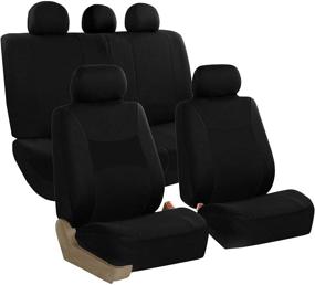 img 4 attached to FH Group FB030BLACK115 Full Set Seat Cover: Side Airbag Compatible with Split Bench- Elegant Black Design