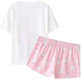img 3 attached to 🦙 YIJIU Women's Short Sleeve Tee and Shorts Pajama Set with Adorable Alpaca Print – Comfortable Sleepwear